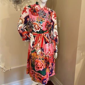 Dalia MacPhee Floral Shirtdress Shirt Style A-Line Dress Size XL